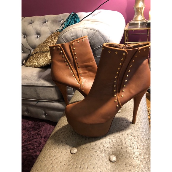 Shoe Dazzle Super Platform camel bootie Sz 11 - Picture 2 of 8